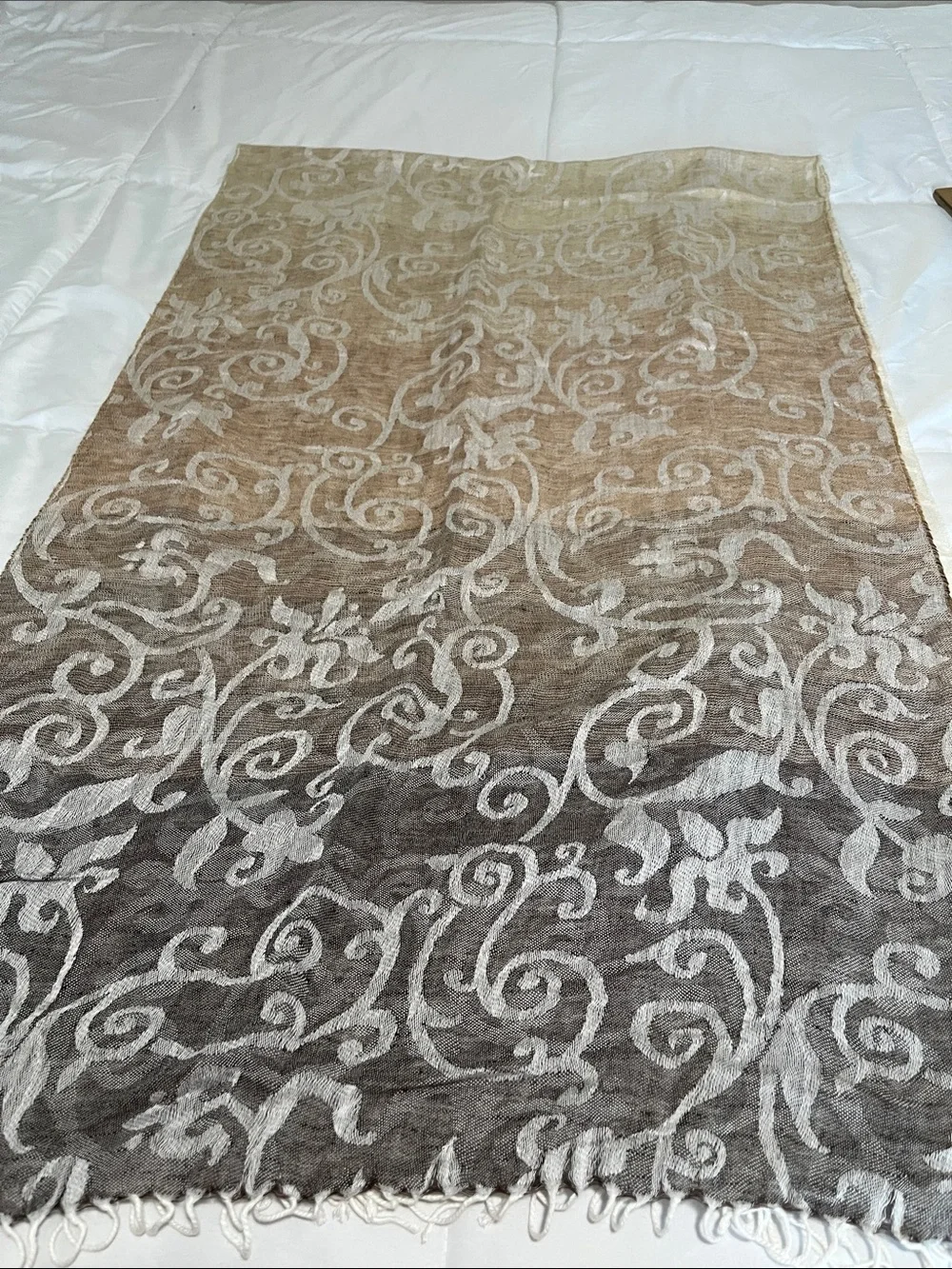 Johnston & Murphy Beige-to-Brown Gradient Decorative Scarf Wrap